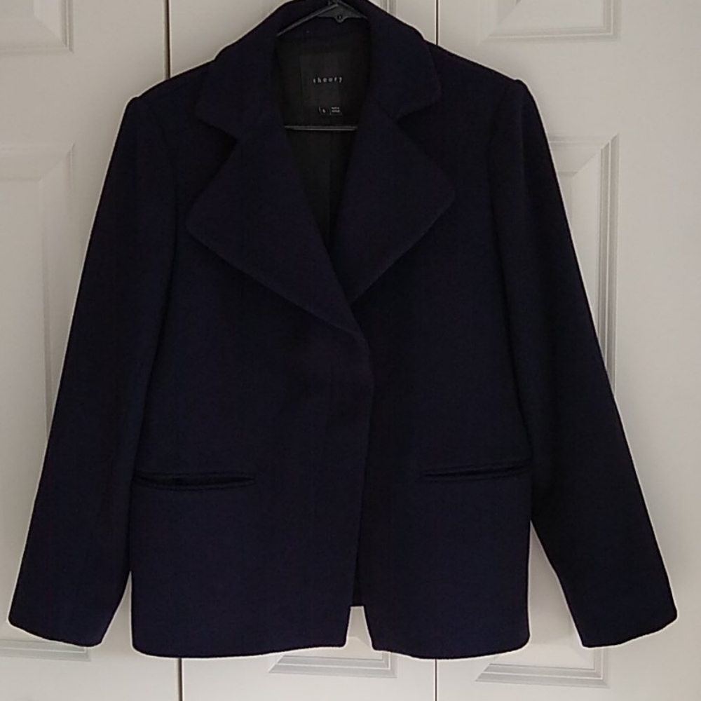 Theory L purple/black wool jacket. - Picture 3 of 9